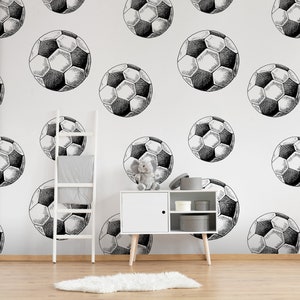Football wallpaper for kids room, peel and stick, self adhesive, nursery wallpaper, kids room wall mural, baby room wall decor