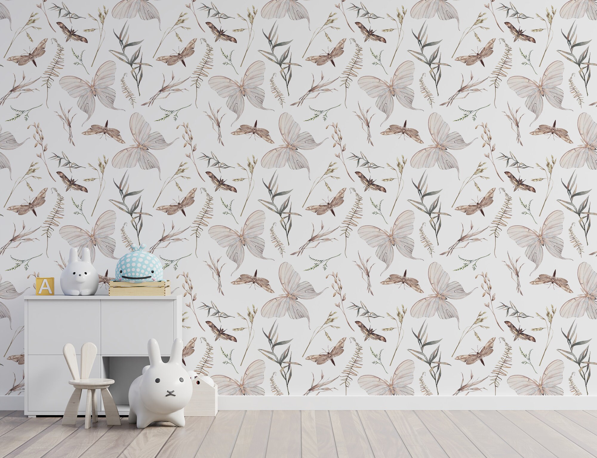 Kids Wallpaper With Butterflies, Peel and Stick Wall Mural, Removable ...