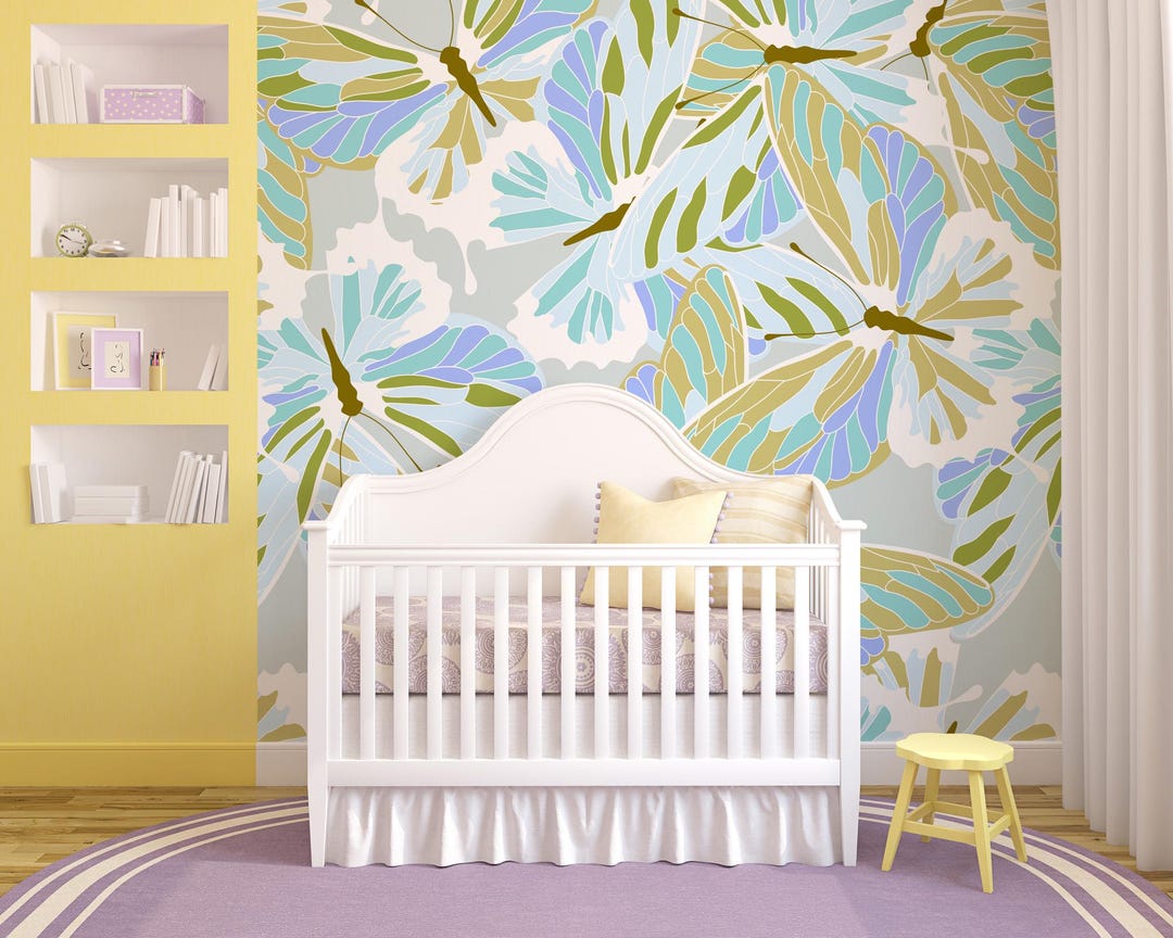 Butterflies Pastel Wallpaper, Insect Print, Butterfly Wall Mural ...
