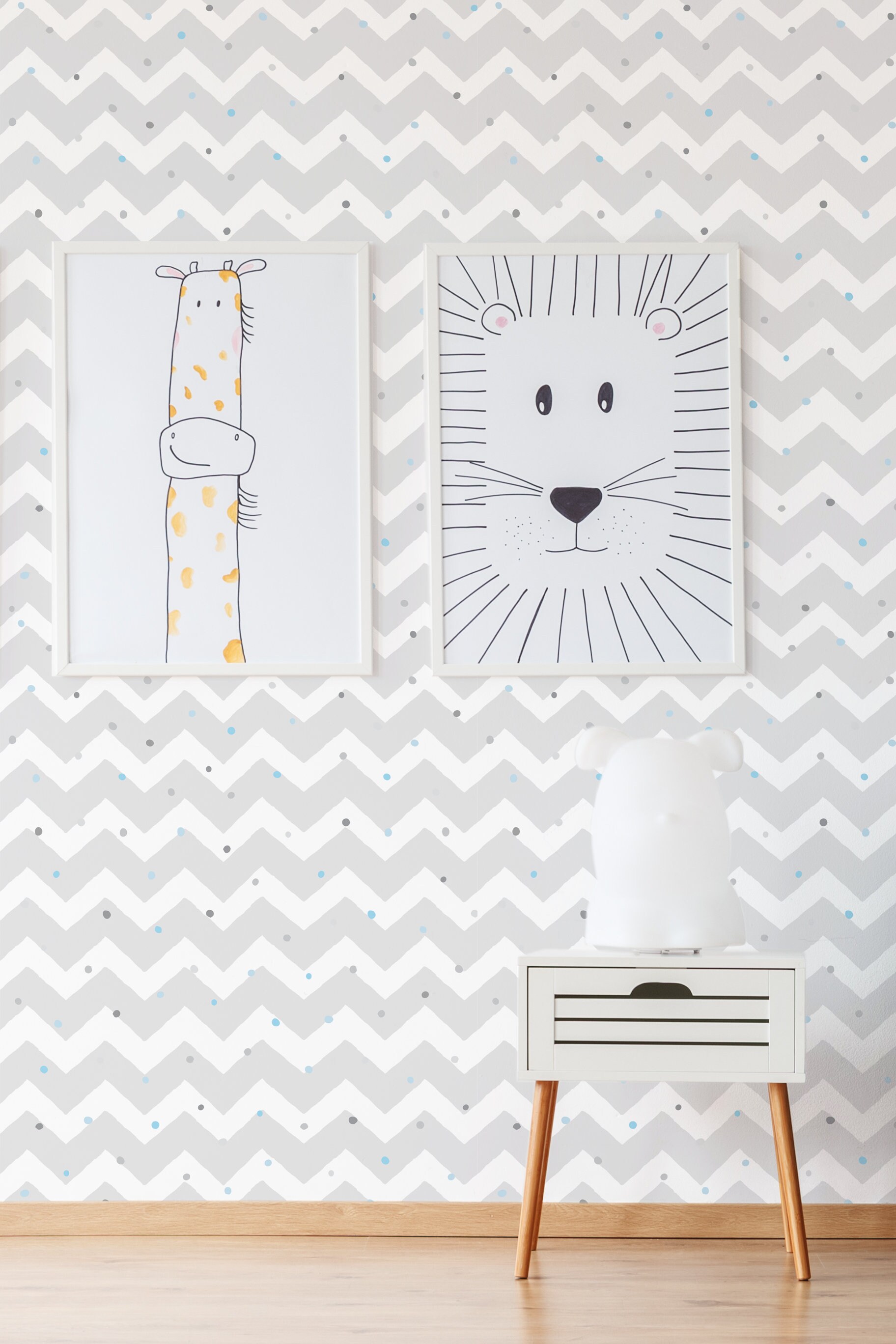 Gray Chevron Kids Wallpaper, Peel and Stick Wall Mural, Temporary ...