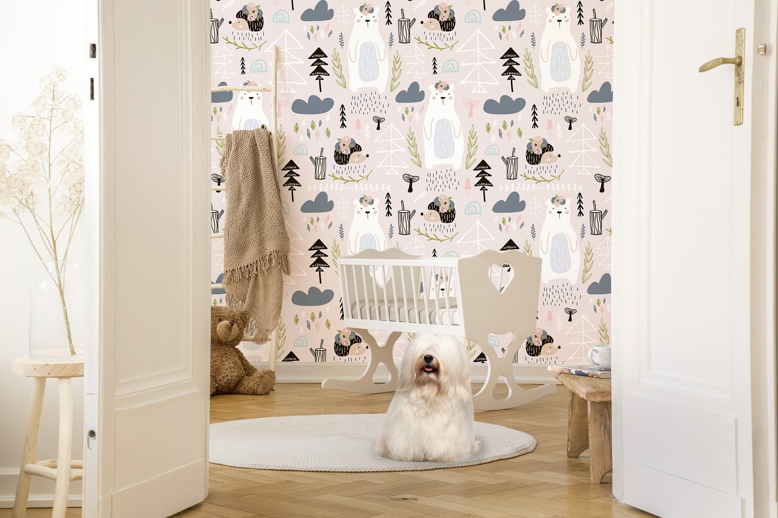 Forest Animals Removable Wallpaper Wildlife Pattern With Etsy