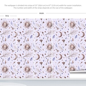 Kids Wallpaper, Astrology Symbols, Sun and Moon Wallpaper, Nursery Wall ...