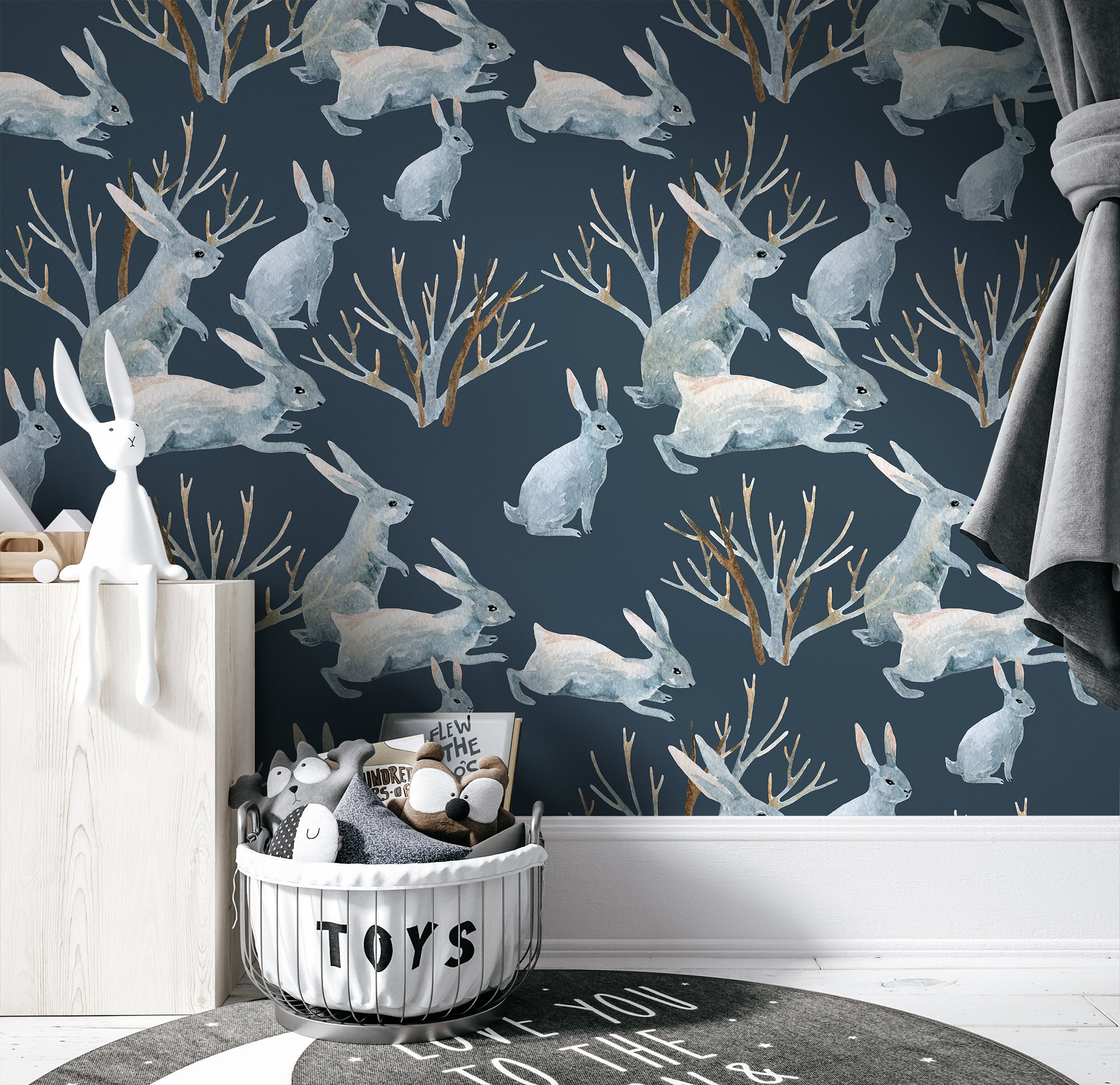 Patterned Rabbit Wall Decals fabric Stickers, Not Vinyl 