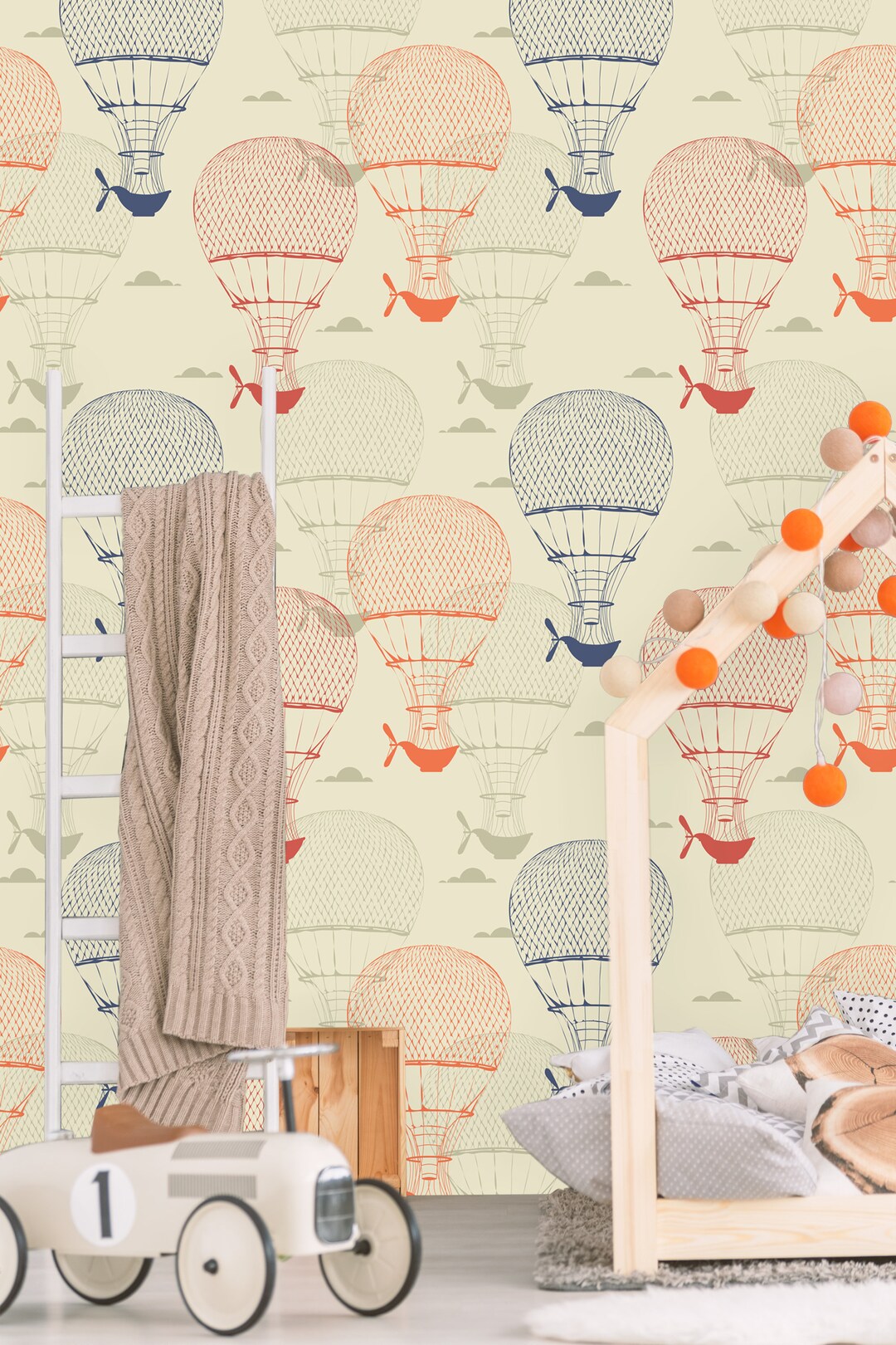 Hot Air Balloons Wallpaper Vintage Removable Wall Mural - Etsy
