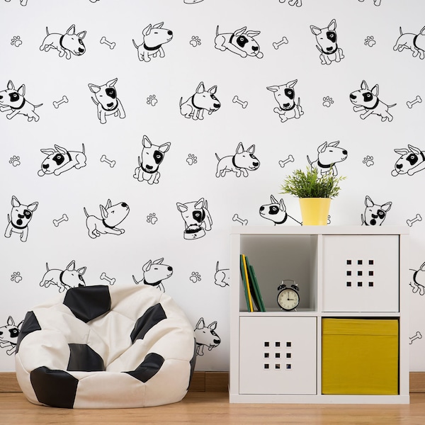 Minimalistic wallpaper with for nursery, kids wallpaper, animal wallpaper, removable wallpaper, peel and stick, baby room wall decor