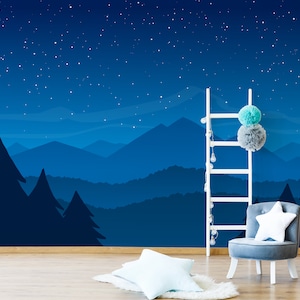 Night Sky Wallpaper, Kids Wall Mural, Peel and Stick Wallpaper ...