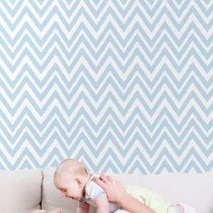 Blue Chevron Removable Wallpaper, Peel and Stick Wall Mural, Nursery