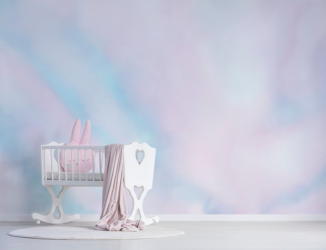 Pastel Color Cloud Nursery Wall Mural, Peel and Stick Wallpaper, Sky ...