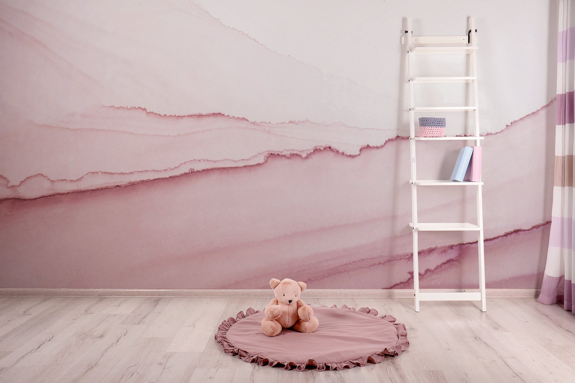 Watercolor Pink Marble Wall Mural, Peel and Stick Removable Wallpaper ...