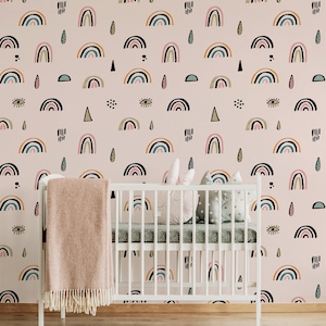 Removable wallpaper for kids room, peel and stick wall mural with abstract pattern, nursery wallpaper, temporary wallpaper#