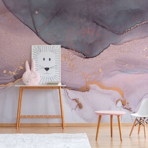 Lila Aquarell Marmor Wand wandbild, peel and stick abnehmbare Tapete, selbstklebende Wandverkleidung, Kinderzimmer WandDeko