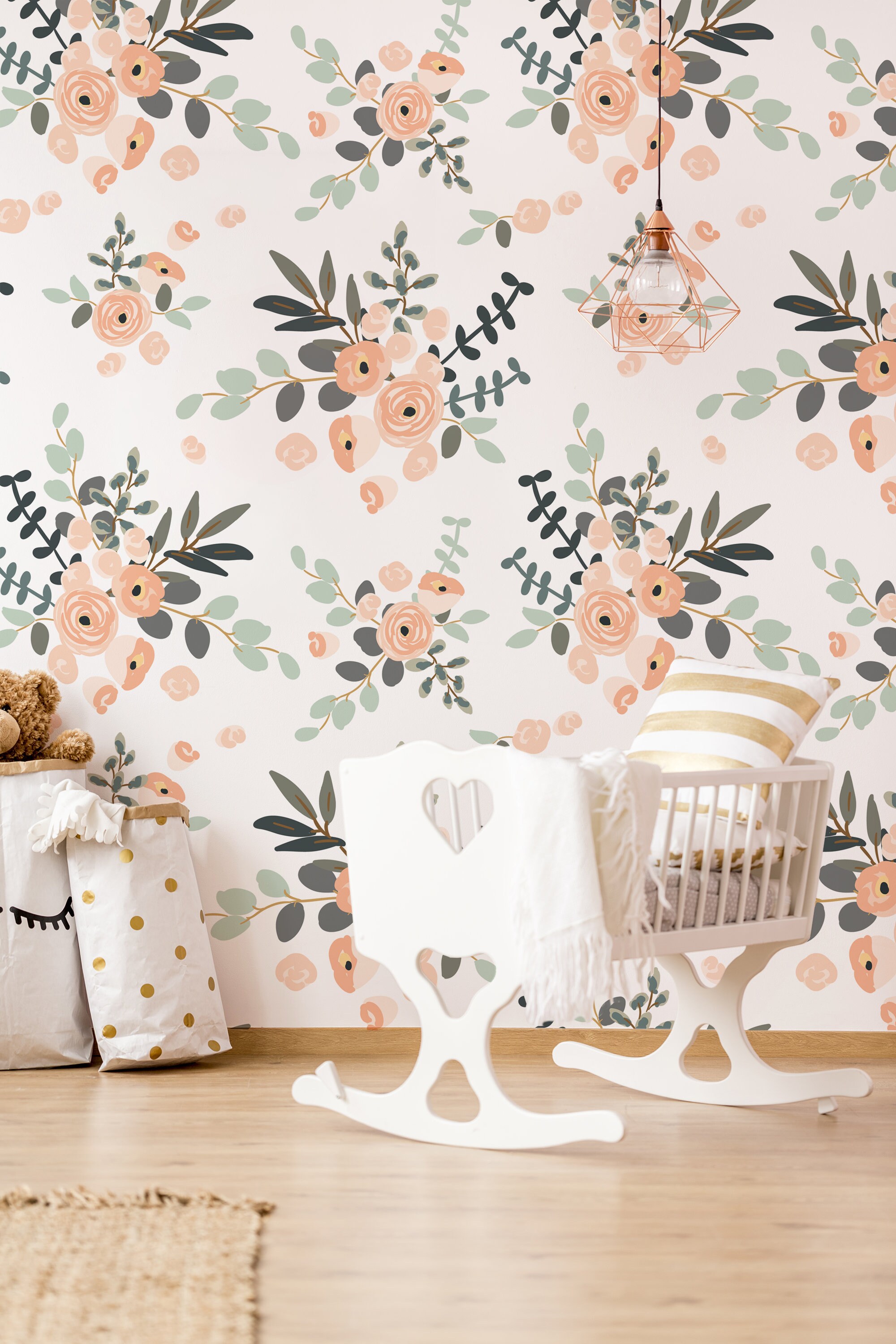Lovely flowers nursery wallpaper removable wall sticker cute Etsy