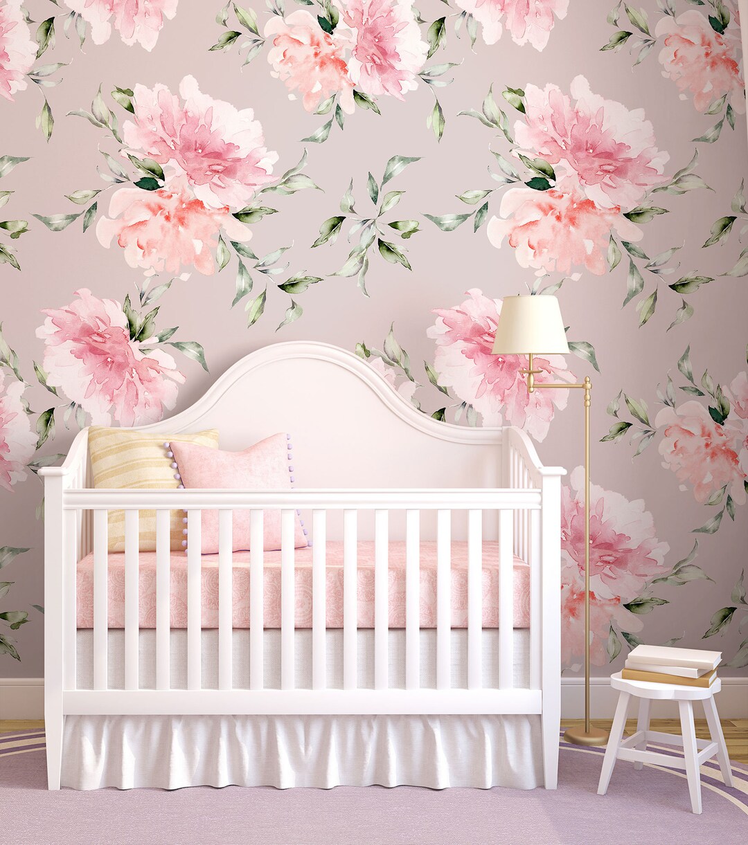 Bloomming Peonies Wall Mural for Nursery, Peel and Stick, Self Adhesive ...