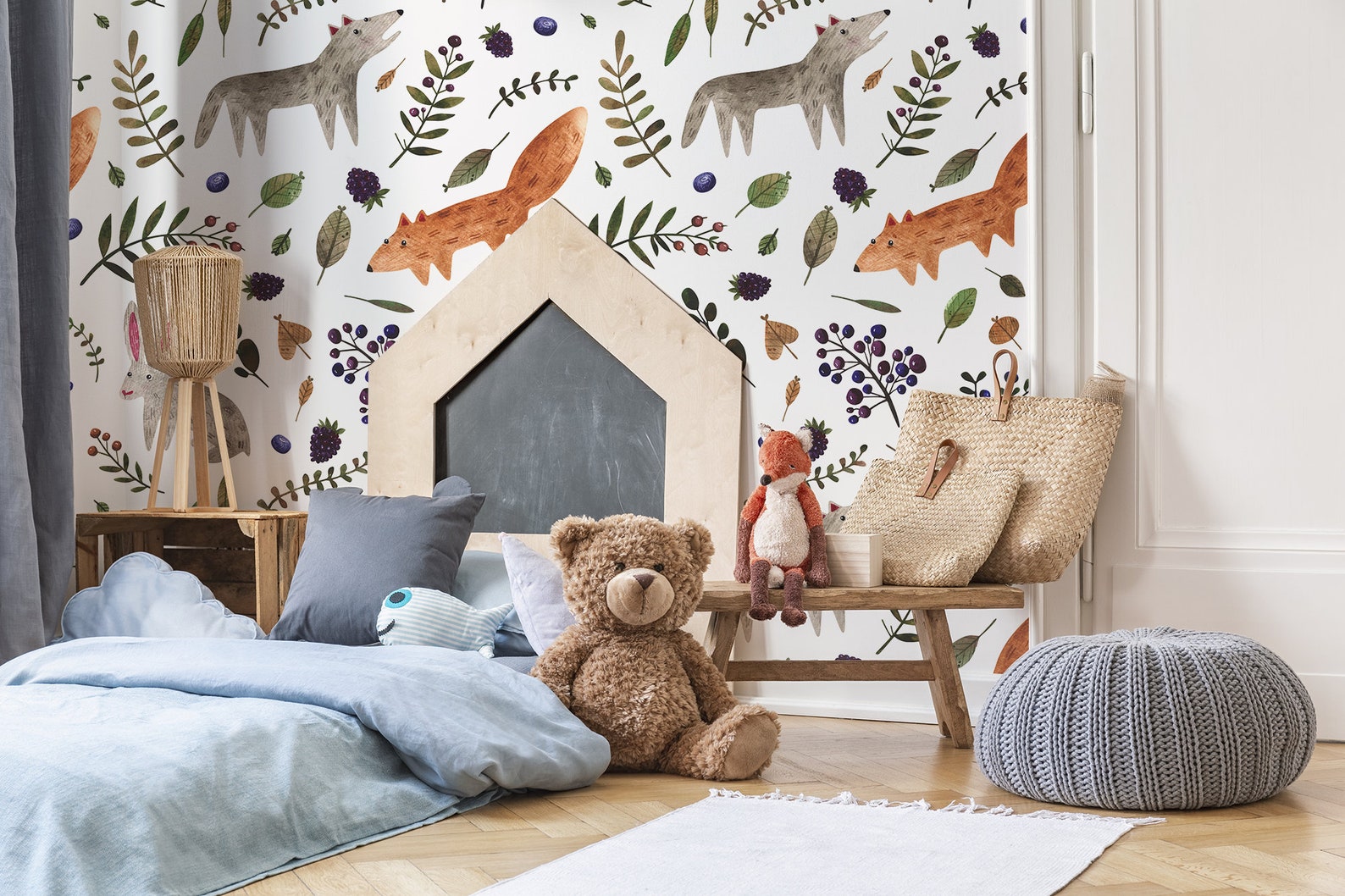 Woodland Forest Wallpaper Kids Nursery Wallpaper Removable - Etsy