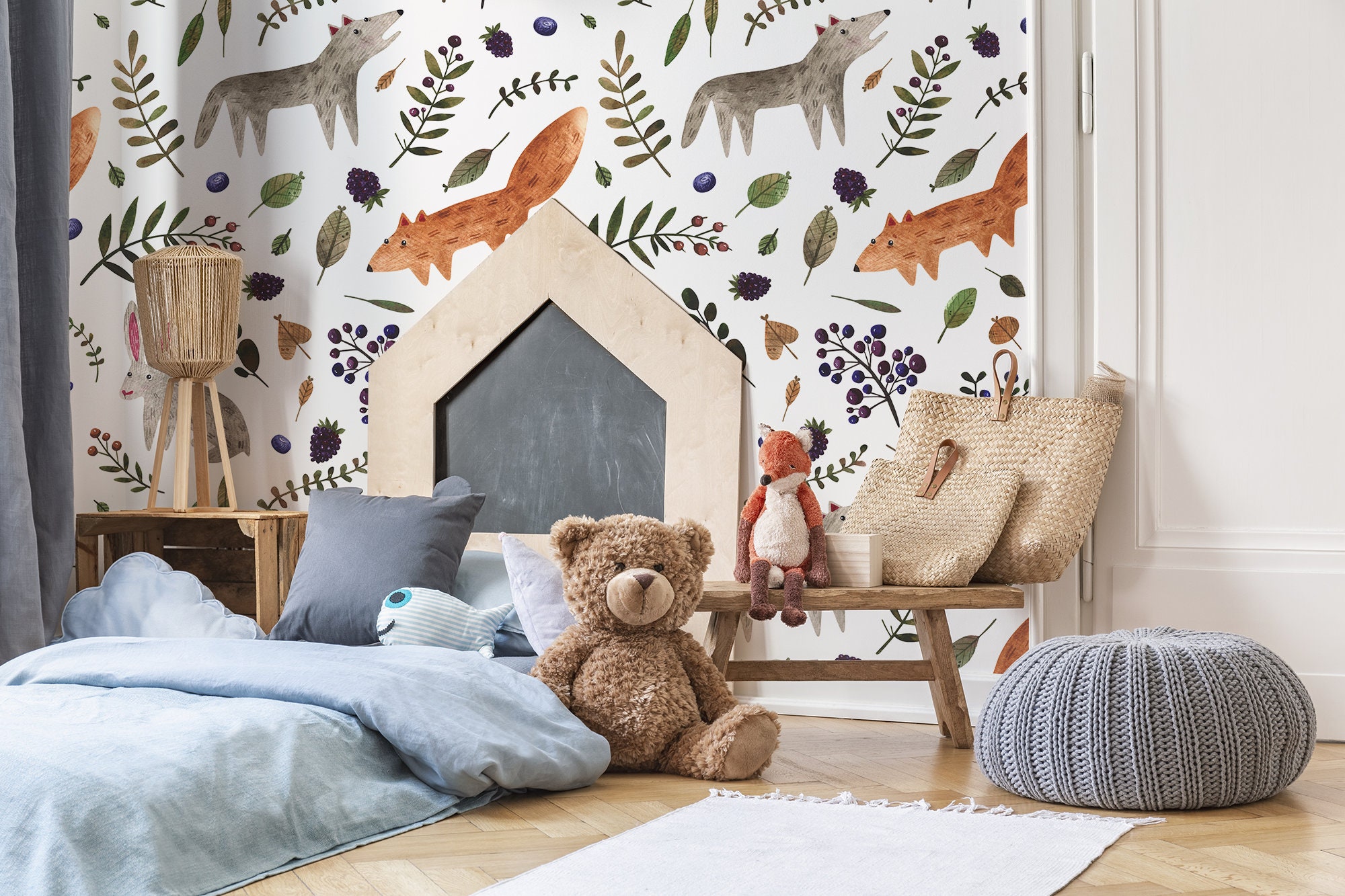 Woodland Forest Wallpaper, Kids Nursery Wallpaper, Removable Wallpaper ...