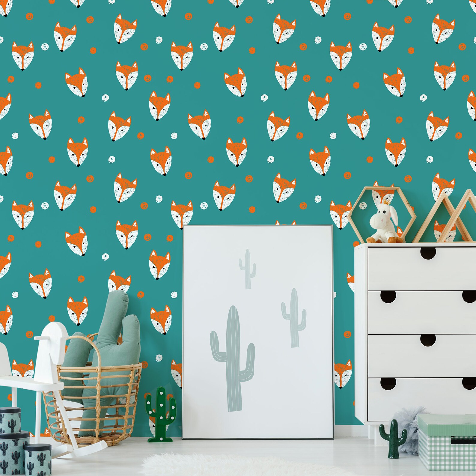 Fox Wallpaper for Kids Room Peel and Stick Wall Print Animal - Etsy