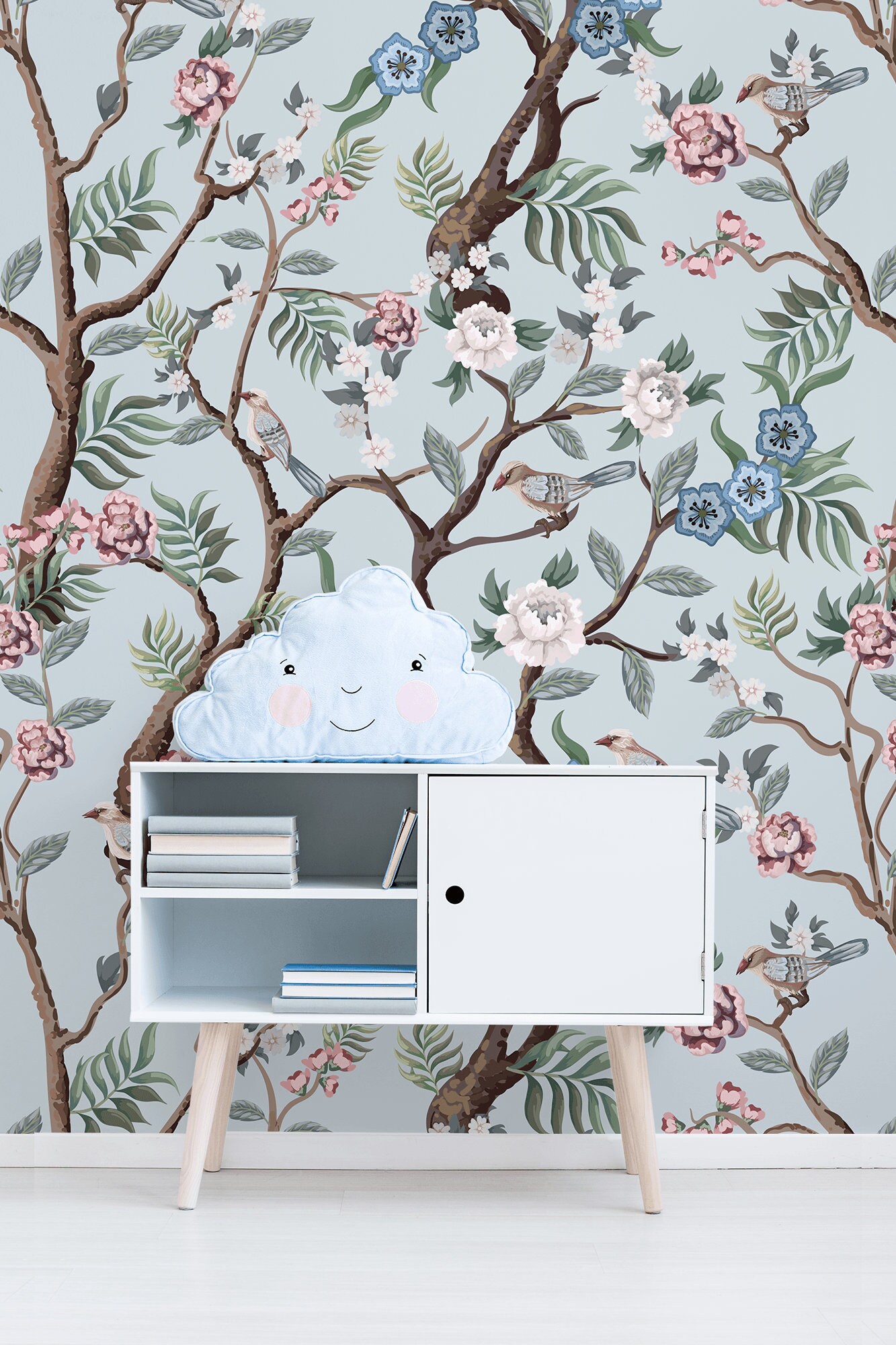 Chinoiserie Wallpaper for Nursery, Peel and Stick Wall Mural, Kids ...