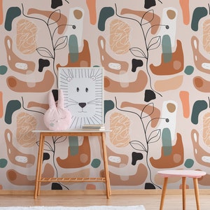 Abstract wallpaper for kids room, peel and stick, self adhesive, nursery wallpaper, kids room wall mural, baby room wall decor