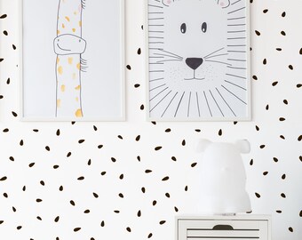 Minimalistic nursery wallpaper, abstract seed pattern on a white, scandinavian style wallpaper, peel and stick removable wall mural