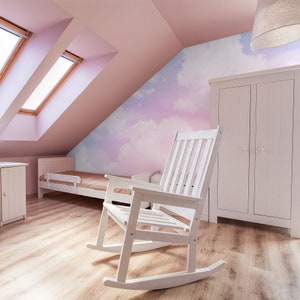 Cloud Removable Wallpaper, Kids Room Wall Mural, Abstract Pink and Blue ...