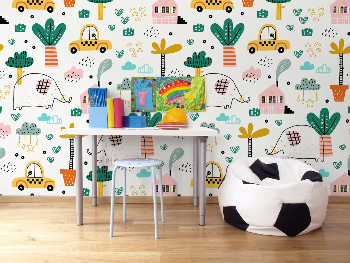 Baby Room Wallpaper Peel and Stick Wall Mural Kids Wall Etsy