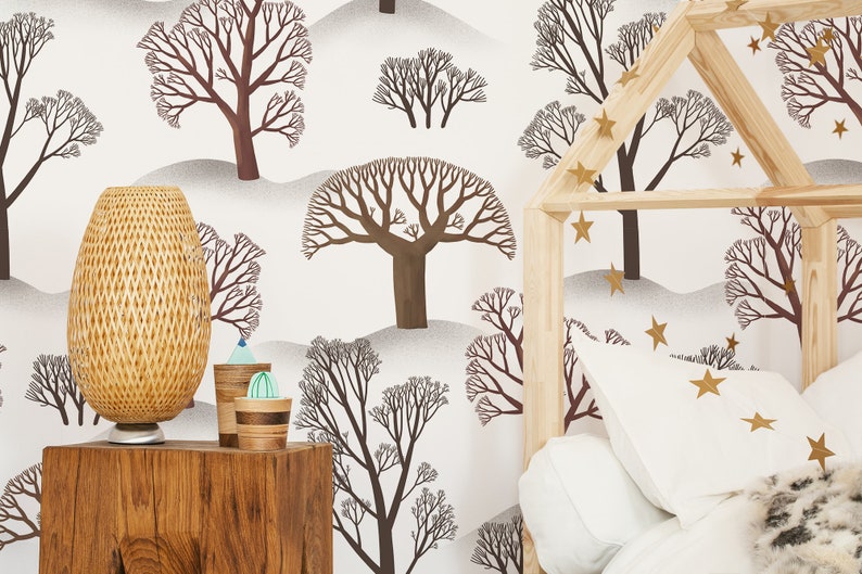 Peel and Stick Tree Wallpaper Wall Mural for Nursery Etsy