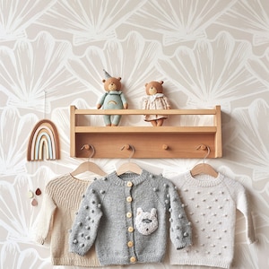 Nursery wall mural, shell pattern wallpaper, sea life wallpaper for kids room, beige wall mural, peel and stick or traditional wallpaper