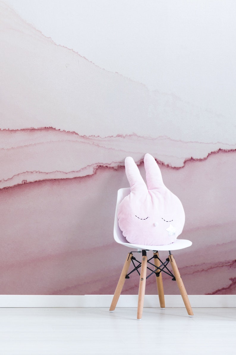 Watercolor Pink Marble Wall Mural, Peel and Stick Removable Wallpaper ...