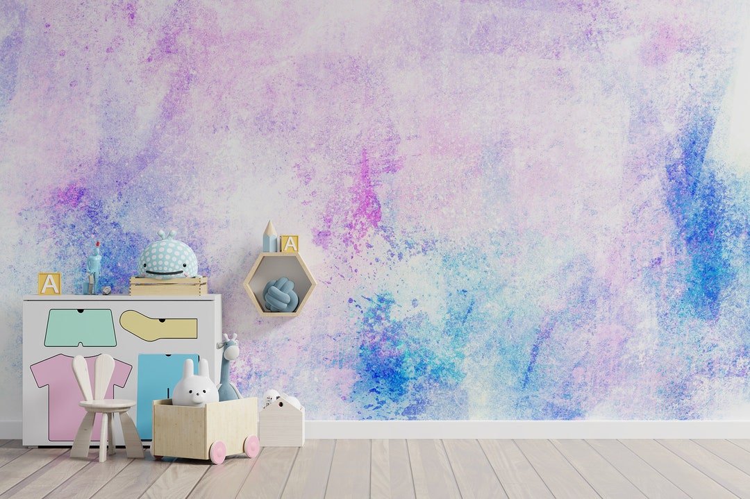 Watercolor Painted Stains Wall Mural, Kids Nursery Removable Wallpaper ...