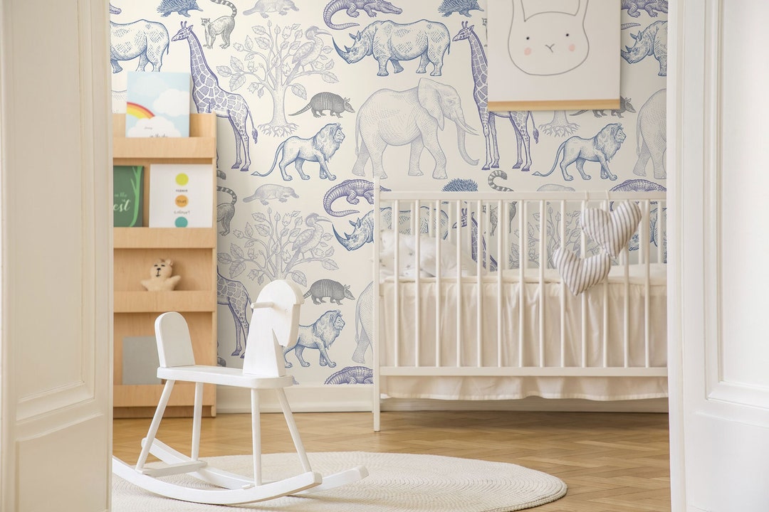 African Animals Wallpaper, Kids Nursery Wallpaper, Baby Room Wallpaper ...