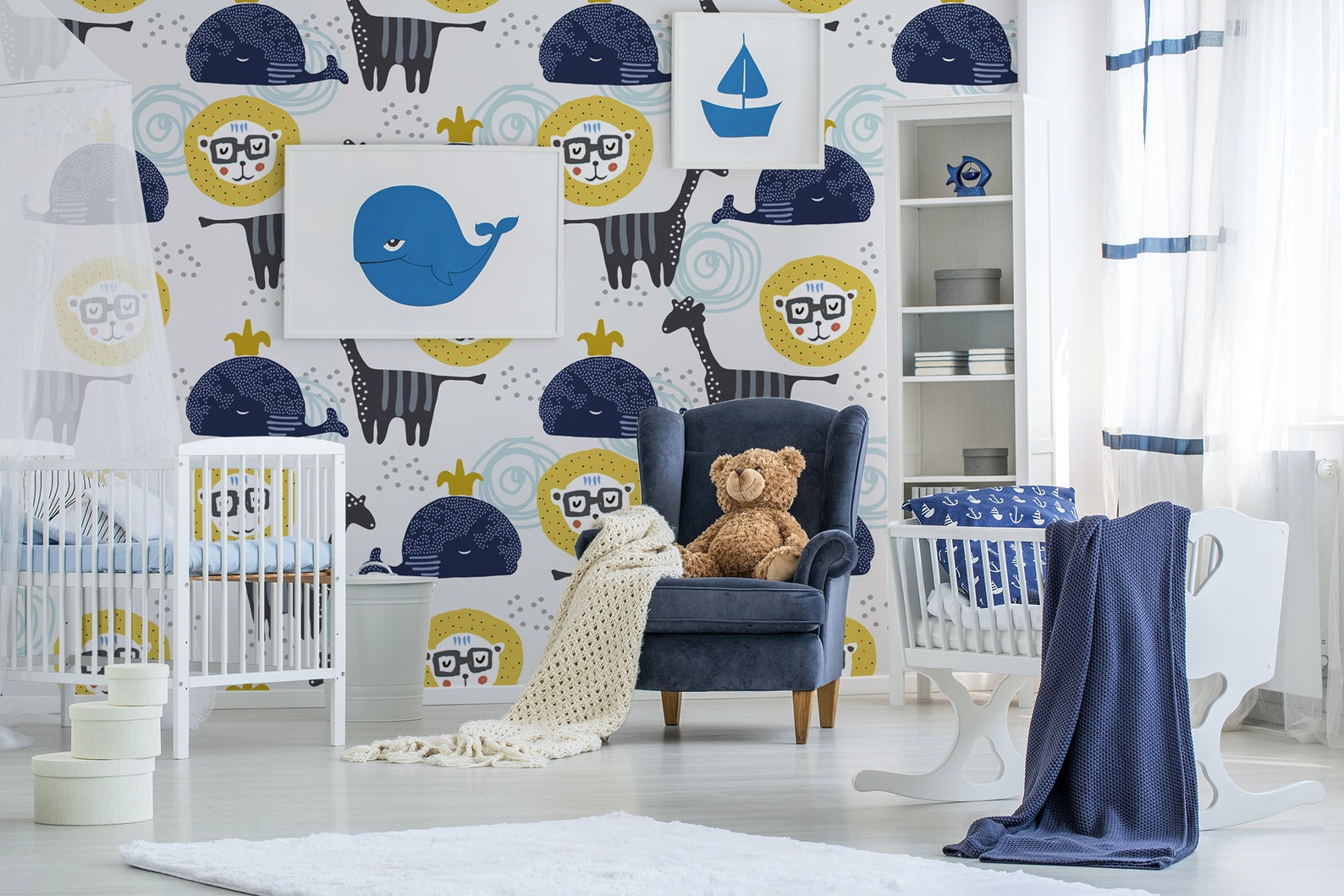 Animal wallpaper for nursery removable wallpaper mural kids Etsy