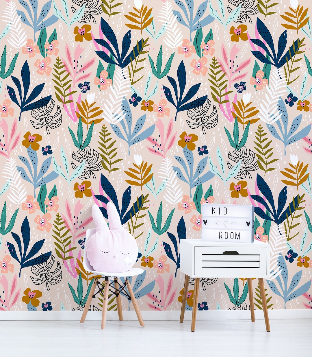 Creative Floral Wall Mural for Nursery, Peel and Stick Wall Mural, Kids ...
