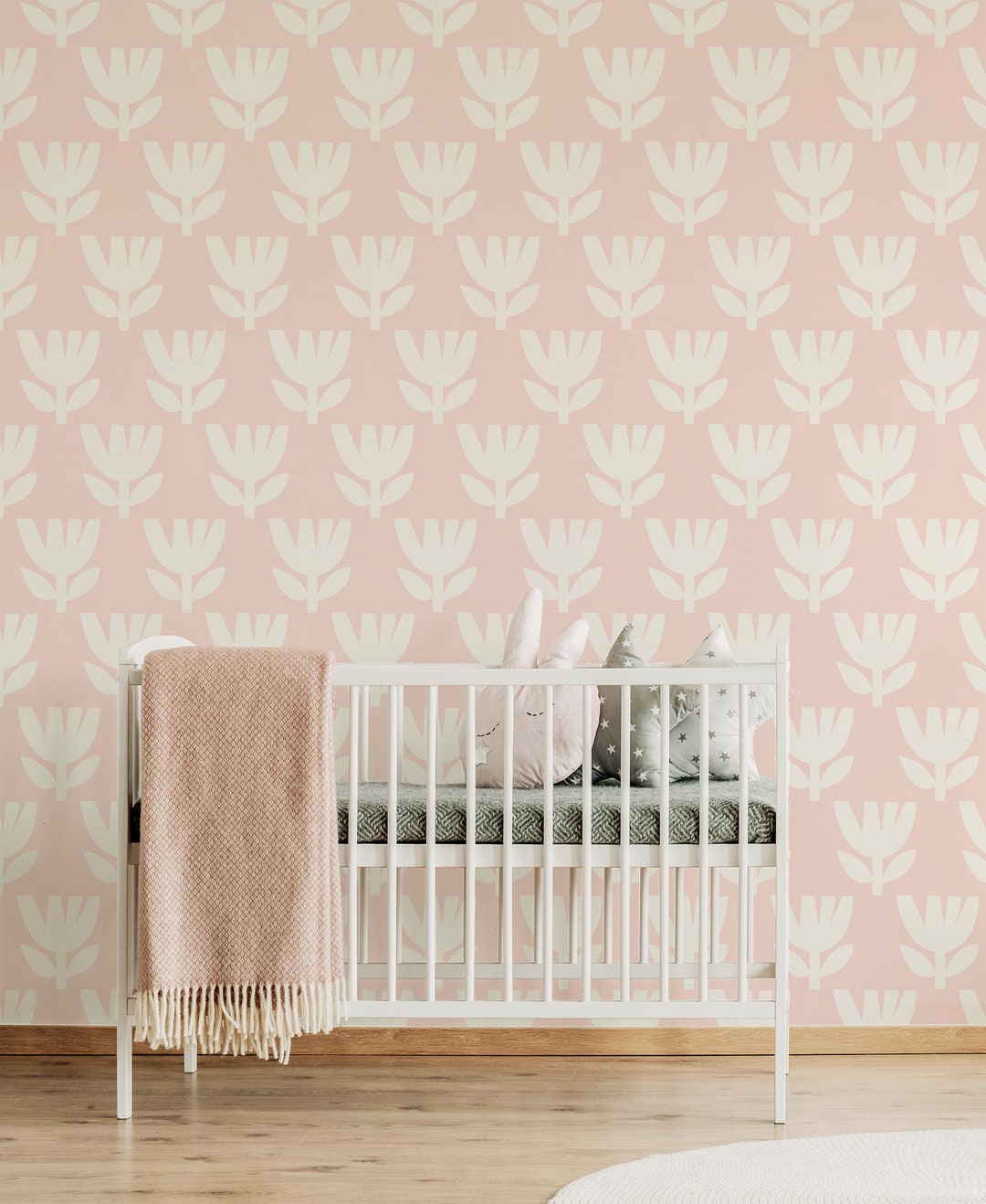 Floral Wallpaper for Nursery, Peel and Stick Wall Mural, Kids Wall ...