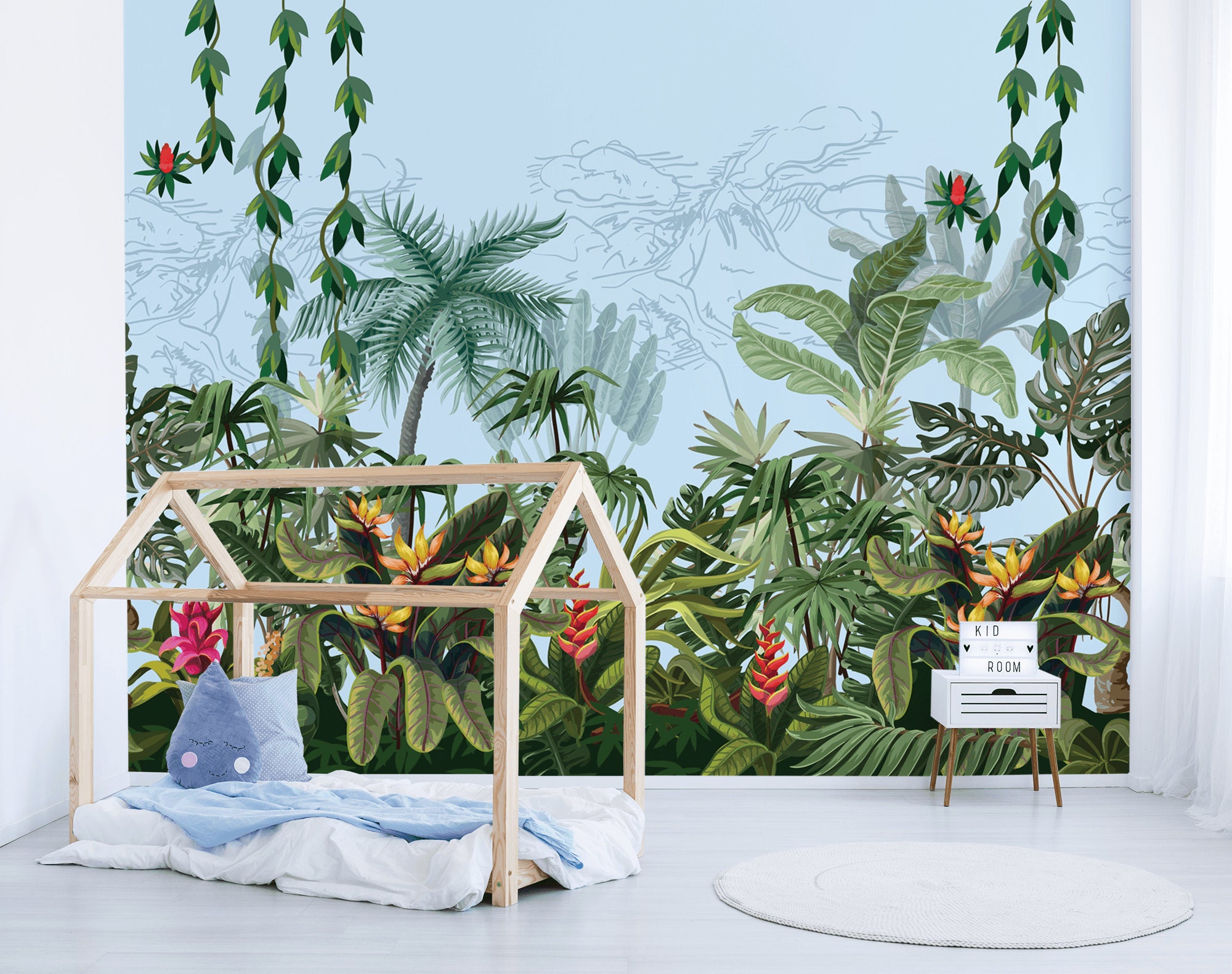 Jungle Wallpaper for Nursery, Peel and Stick Wall Mural, Kids Removable ...