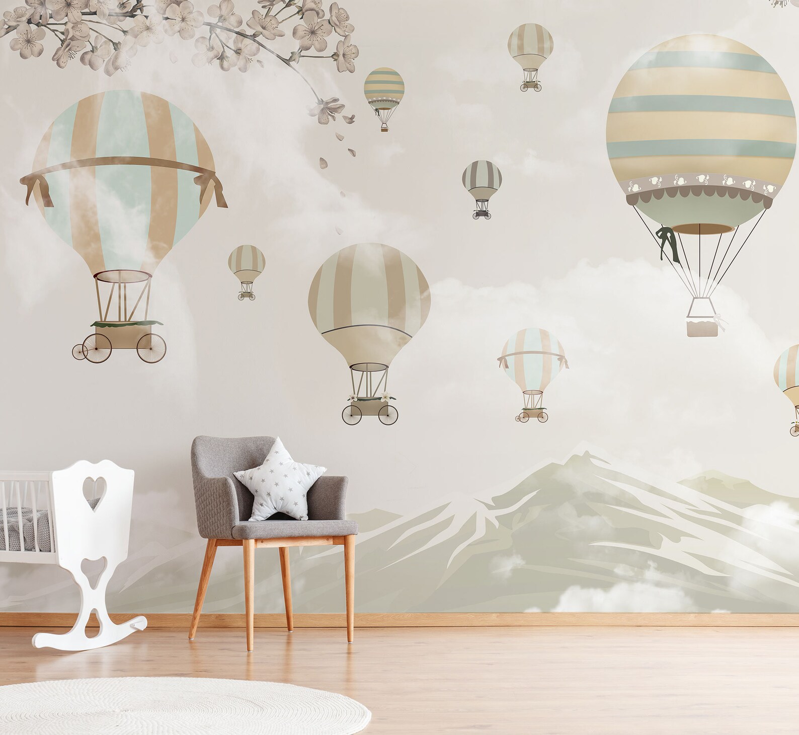 Hot Air Balloons Wallpaper Mural for Nursery Kids Wallpaper - Etsy