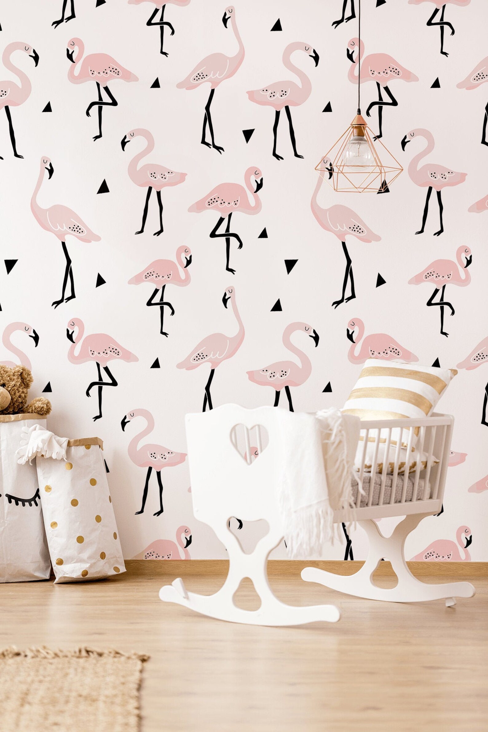 Flamingo Wallpaper for Nursery Peel and Stick Wall Mural Etsy