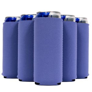 Assorted Slim Can Sleeves, Skinny Blank 4mm Neoprene Beer Coolies, Compatible with 12 oz Slim Cans- Set of 6 Multi Color image 6