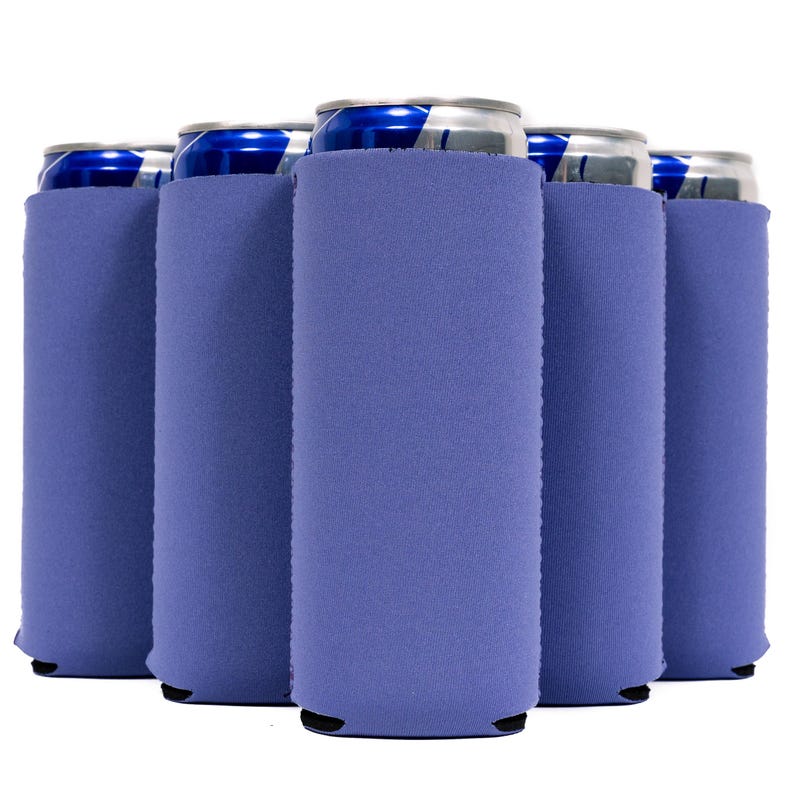 Assorted Slim Can Sleeves, Skinny Blank 4mm Neoprene Beer Coolies, Compatible with 12 oz Slim Cans- Set of 6 Multi Color image 6