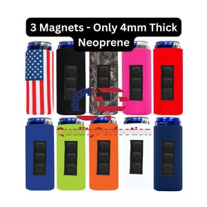 Magnetic Slim Blank Can Cooler Sleeve 4mm Neoprene Thick Insulation 1 Unit - 3 Magnets - Skinny 12 oz Can Holders (lowest price )