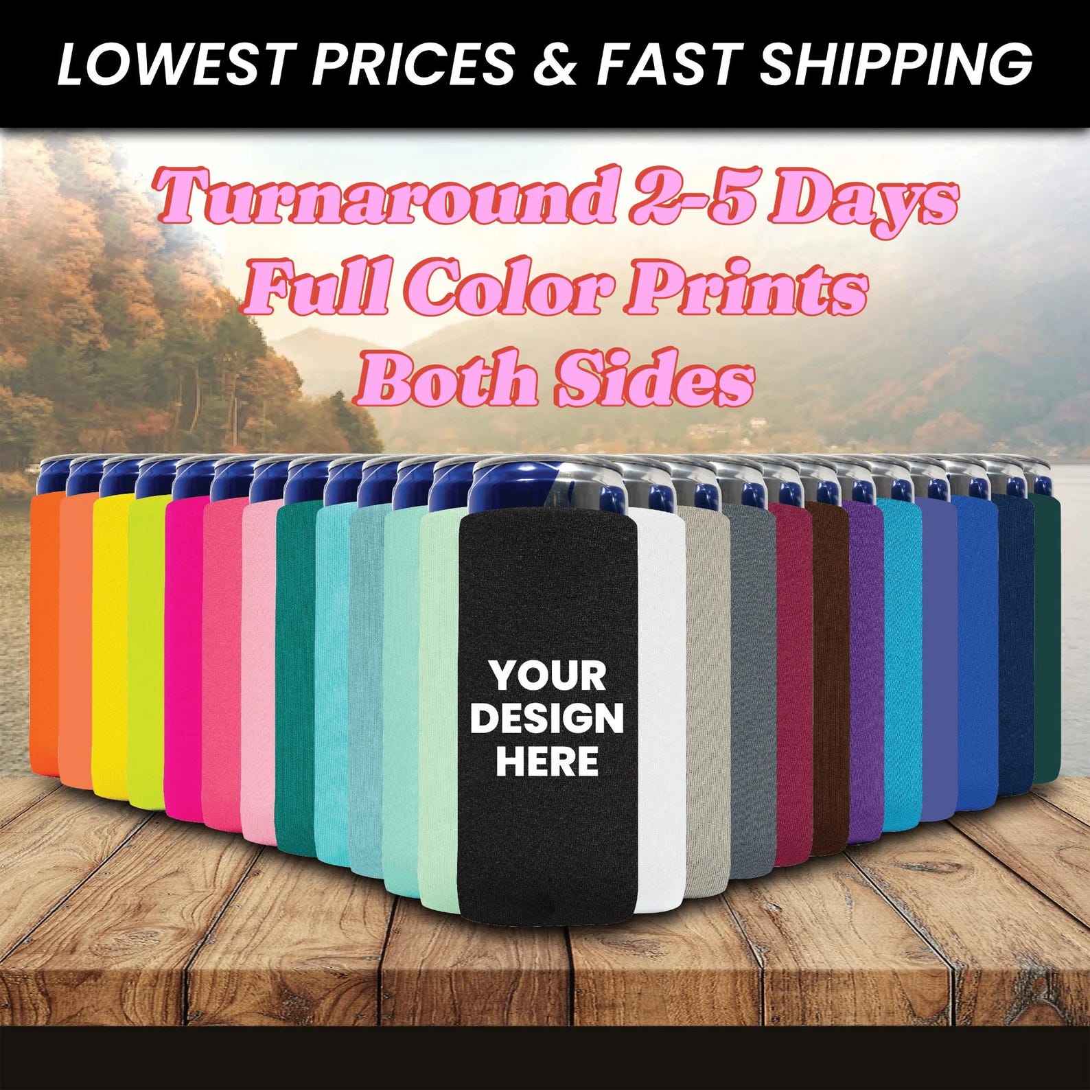 Personalize Slim Neoprene Can Cooler 4mm Sleeves Full Color Skinny Recreate Custom Designs Print Both Sides Logo Print 25 Days