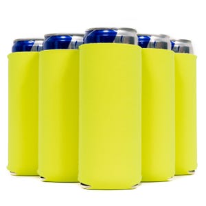 Assorted Slim Can Sleeves, Skinny Blank 4mm Neoprene Beer Coolies, Compatible with 12 oz Slim Cans- Set of 6 Multi Color image 7