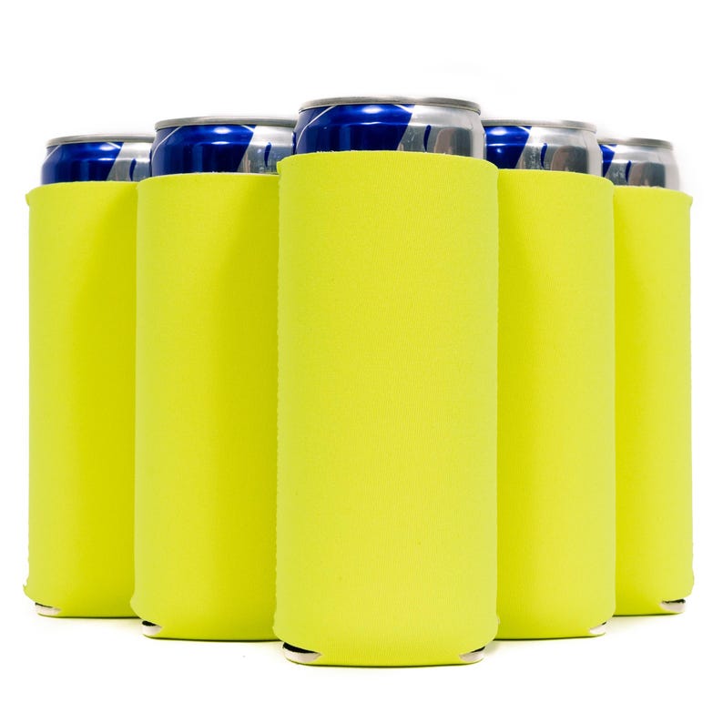 Assorted Slim Can Sleeves, Skinny Blank 4mm Neoprene Beer Coolies, Compatible with 12 oz Slim Cans- Set of 6 Multi Color image 7