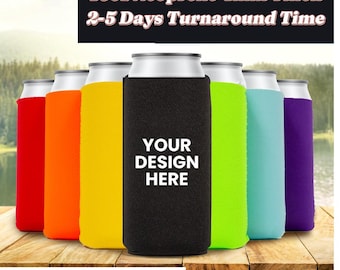 Personalize 16 oz Can Cooler 4mm Neoprene Sleeves, Tallboy Can Holder, Full Color Custom Recreate Any Design Print Both Sides No Extra Fee