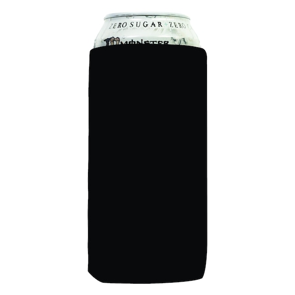 Black 16 oz Beer Blank Can Cooler Sleeves - Neoprene Collapsible 16 oz Tallboy Can Holder Party Drink - 1 Coolies Sleeve 4mm Thickness