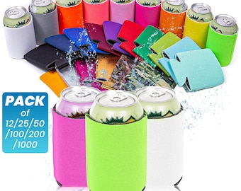 Foam Can Cooler Sleeves, 12oz Bulk Beer Insulated Holder Sleeves, Insulated Premium - 1 unit (New - Tie Dye, Police, Grass Camo) QP99