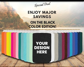 Personalized Black Neoprene Can Cooler, Full Color Print