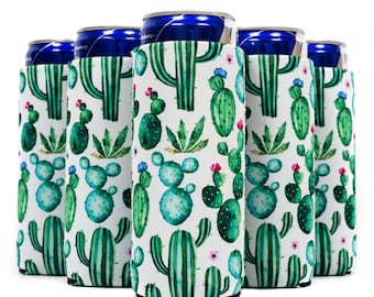 Cactus Slim Can Cooler Sleeves Insulated, Beer Drink Neoprene 4mm Thickness for 12 oz Tall Skinny Beverage - 6, - Free Shipping