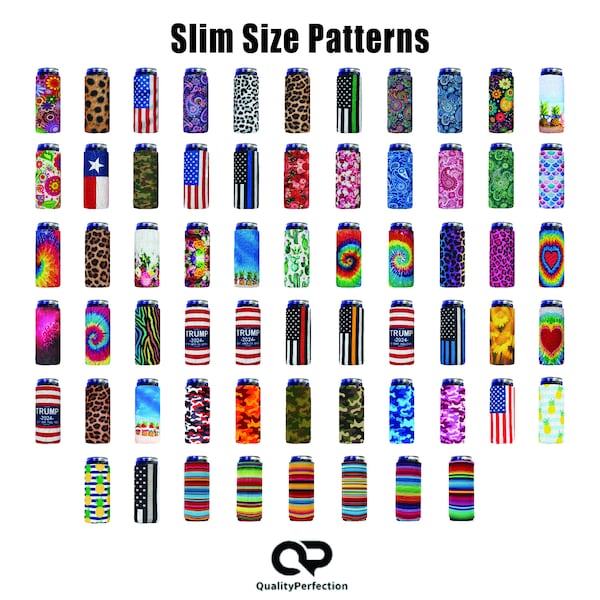 Slim Can Cooler Sleeves, Neoprene Premium 4mm Pattern Skinny Can Coolers - 1 Unit