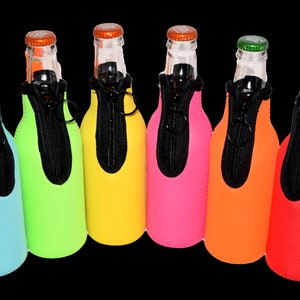 Insulated Beer Bottle Sleeves Coozie Neoprene Coolers Bag Zipper Coozie  Holder