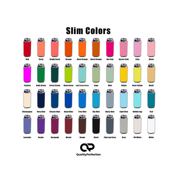 50 Slim Can Cooler Sleeves Skinny Blank 4mm Thick Neoprene Beer Coolers, Compatible with 12 oz Slim Cans - Wholesale
